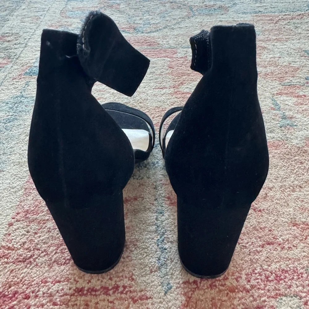JEFFREY CAMPBELL Lindsay Faux Suede Block Heel Sandals Black Size 9